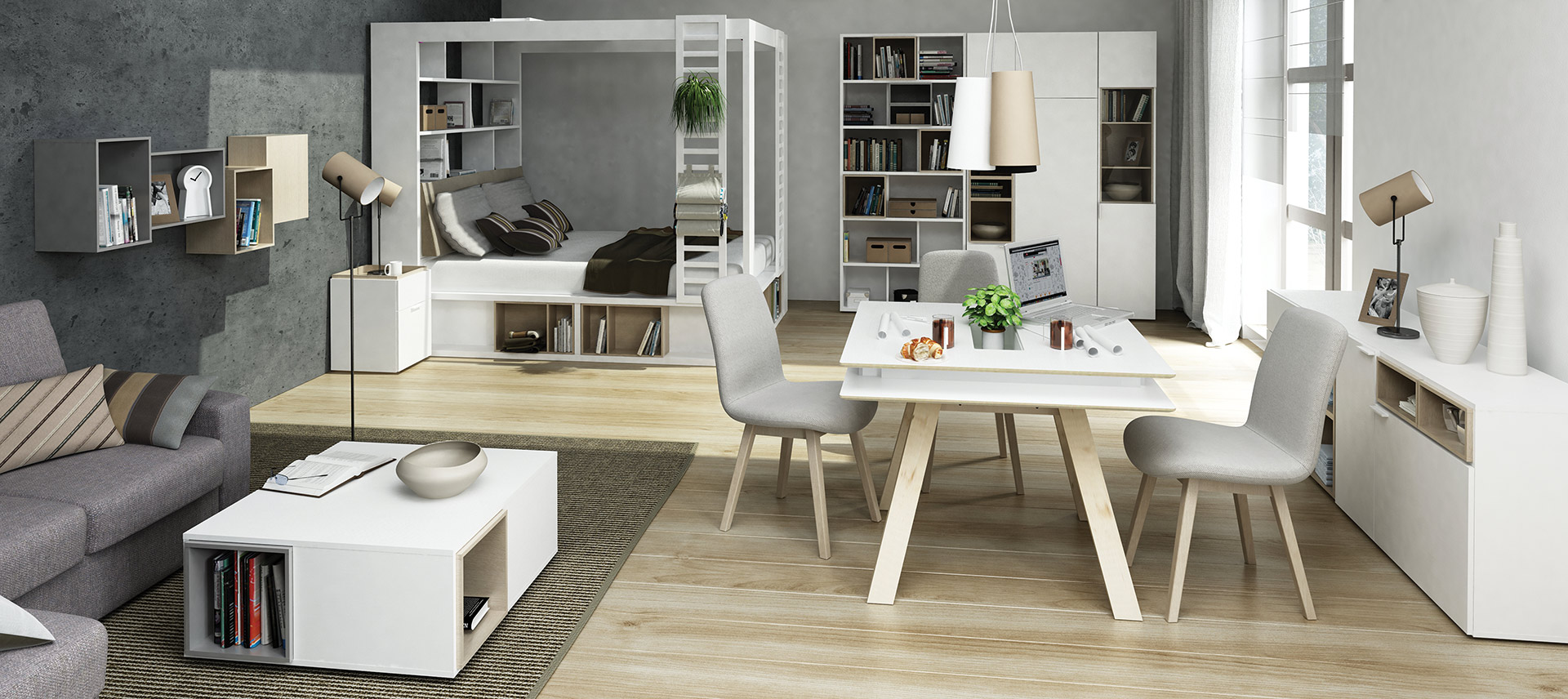 Vox мебель для гостиной белая 4you